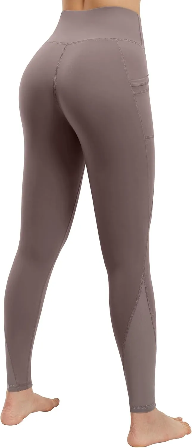 AFITNE Womens High Waist Mesh Yoga Leggings with Side Pockets, Tummy Control Workout Squat-Proof Yoga Pants