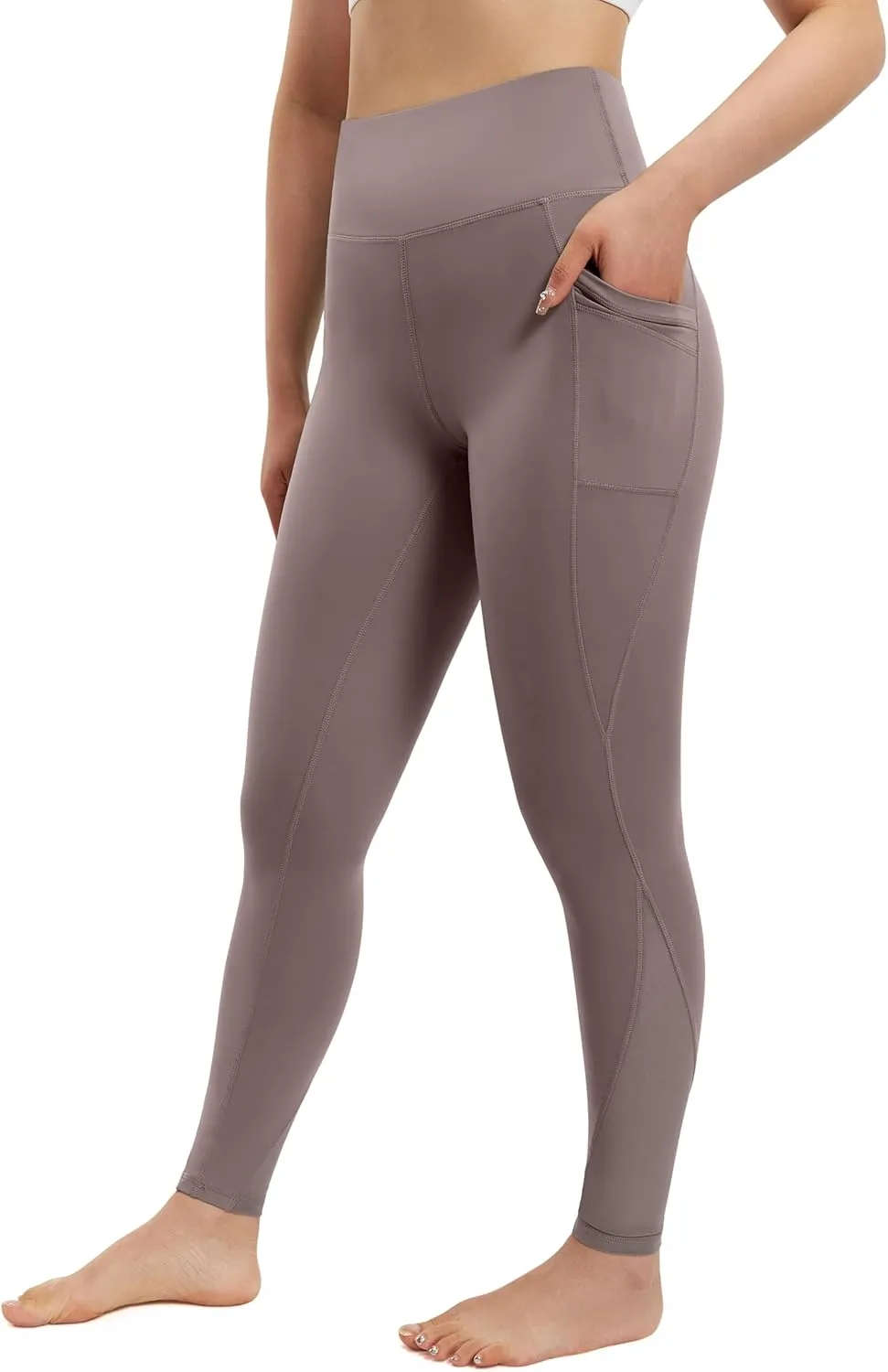 AFITNE Womens High Waist Mesh Yoga Leggings with Side Pockets, Tummy Control Workout Squat-Proof Yoga Pants