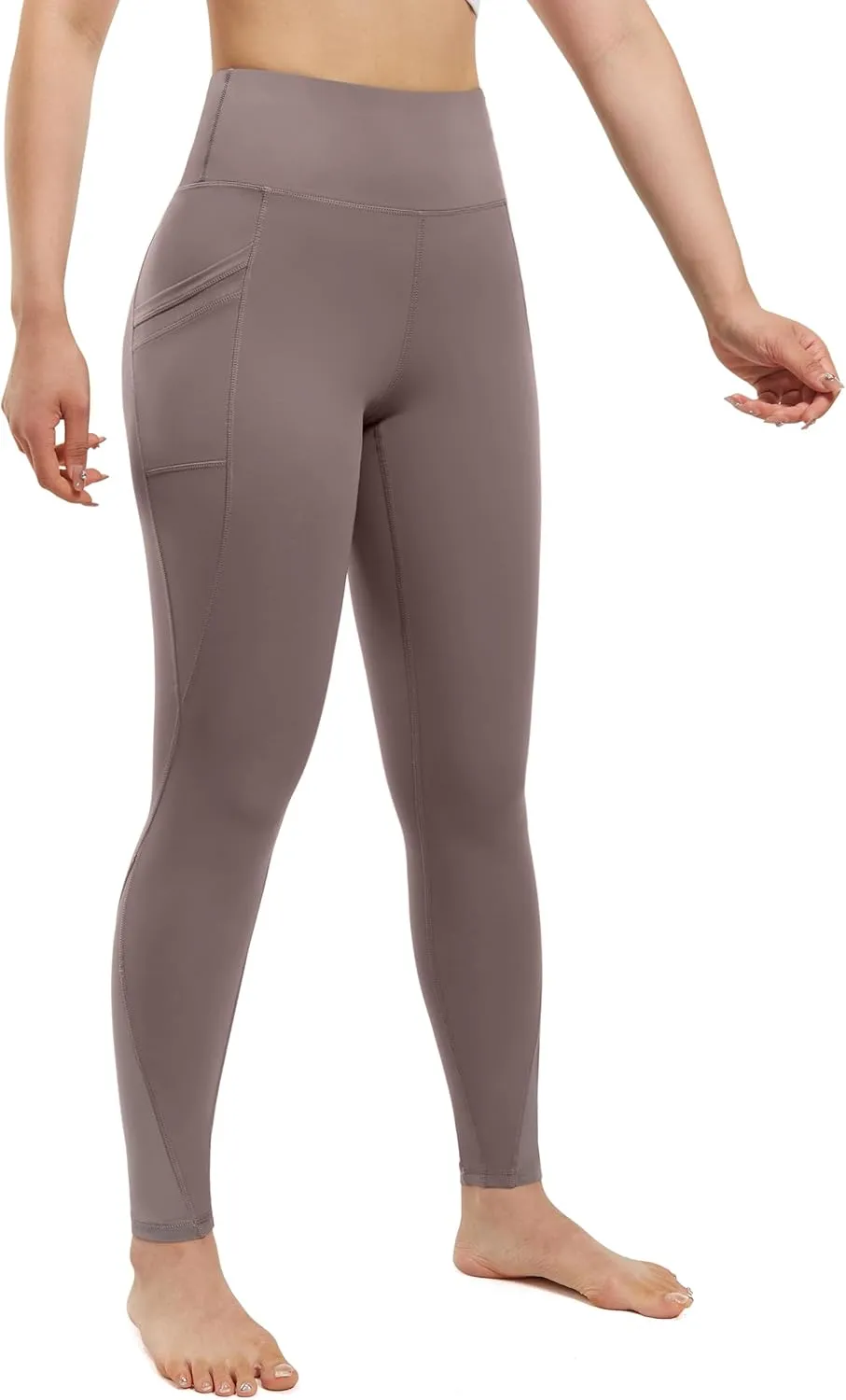 AFITNE Womens High Waist Mesh Yoga Leggings with Side Pockets, Tummy Control Workout Squat-Proof Yoga Pants