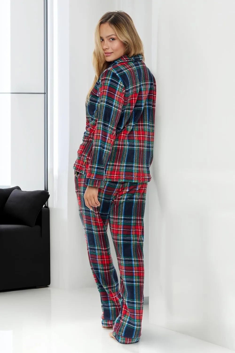 Alexander Del Rossa Women's Soft Warm Fleece Pajamas Plush Lounge Set, Long Sleeve Top and Pants, PJ