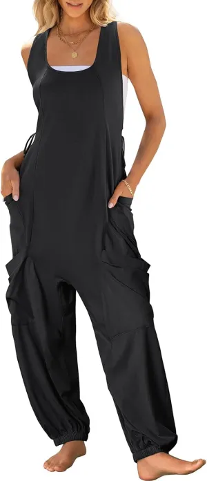 ANRABESS Women Overalls Jumpsuits Loose Casual Dressy Sleeveless Baggy Harem Pants Romper Jumpers 2025 Trendy Summer Outfits