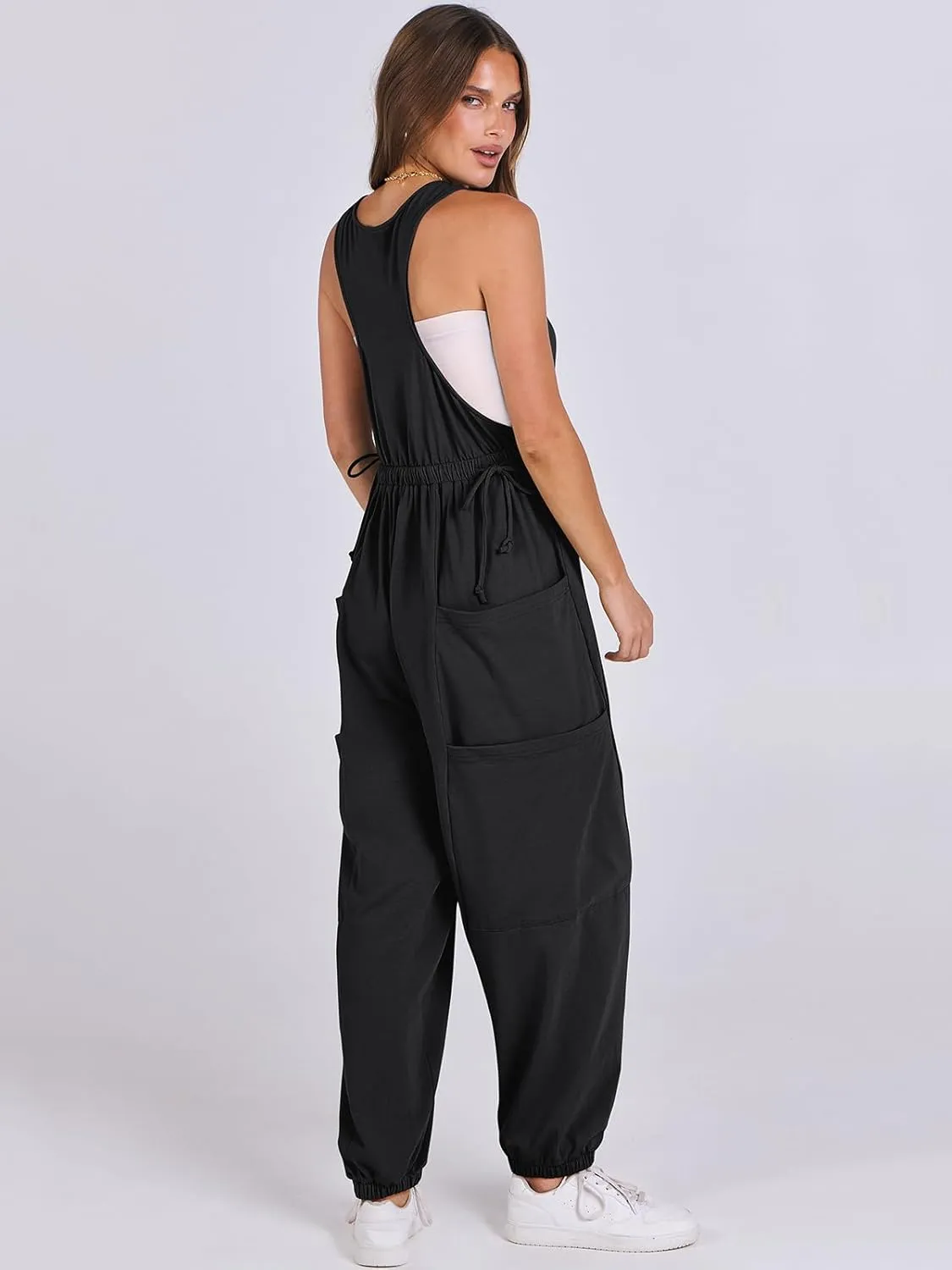 ANRABESS Women Overalls Jumpsuits Loose Casual Dressy Sleeveless Baggy Harem Pants Romper Jumpers 2025 Trendy Summer Outfits