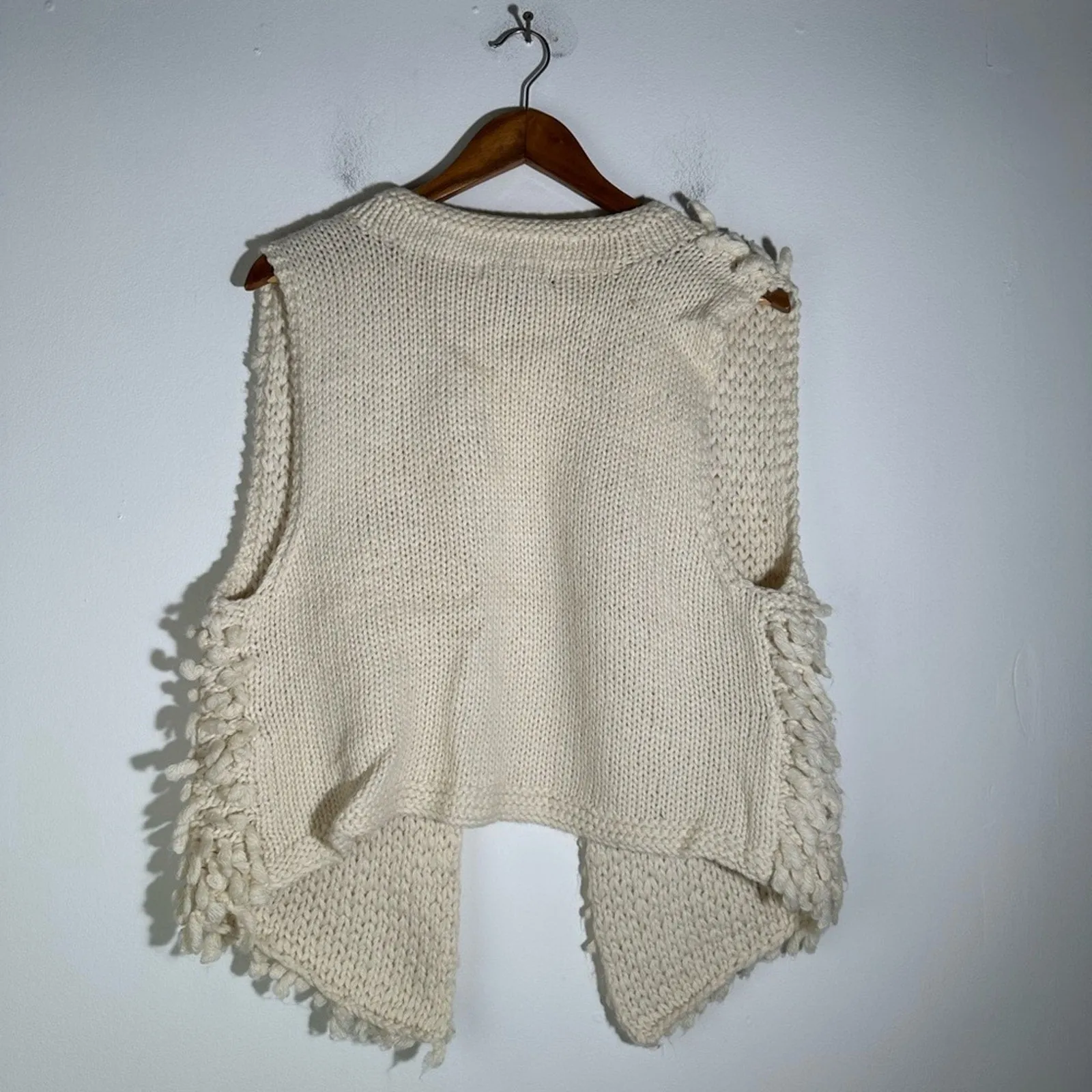 Artisan Cream Textured Vest with Open Front