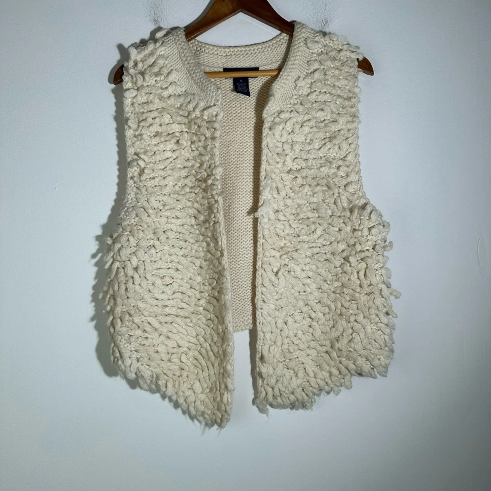 Artisan Cream Textured Vest with Open Front