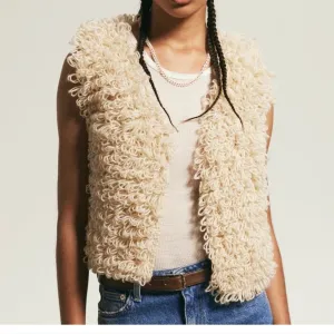 Artisan Cream Textured Vest with Open Front