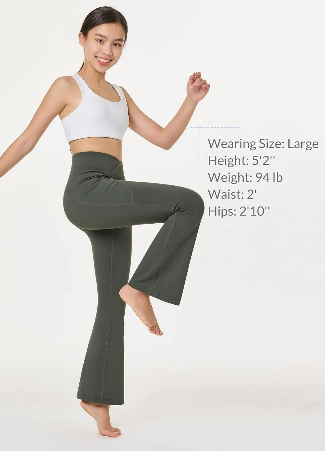 baleaf Girls' Flare Leggings Cross High Waisted Bootcut Yoga Dance Pants Kids Bell Bottoms Leggings with Pockets