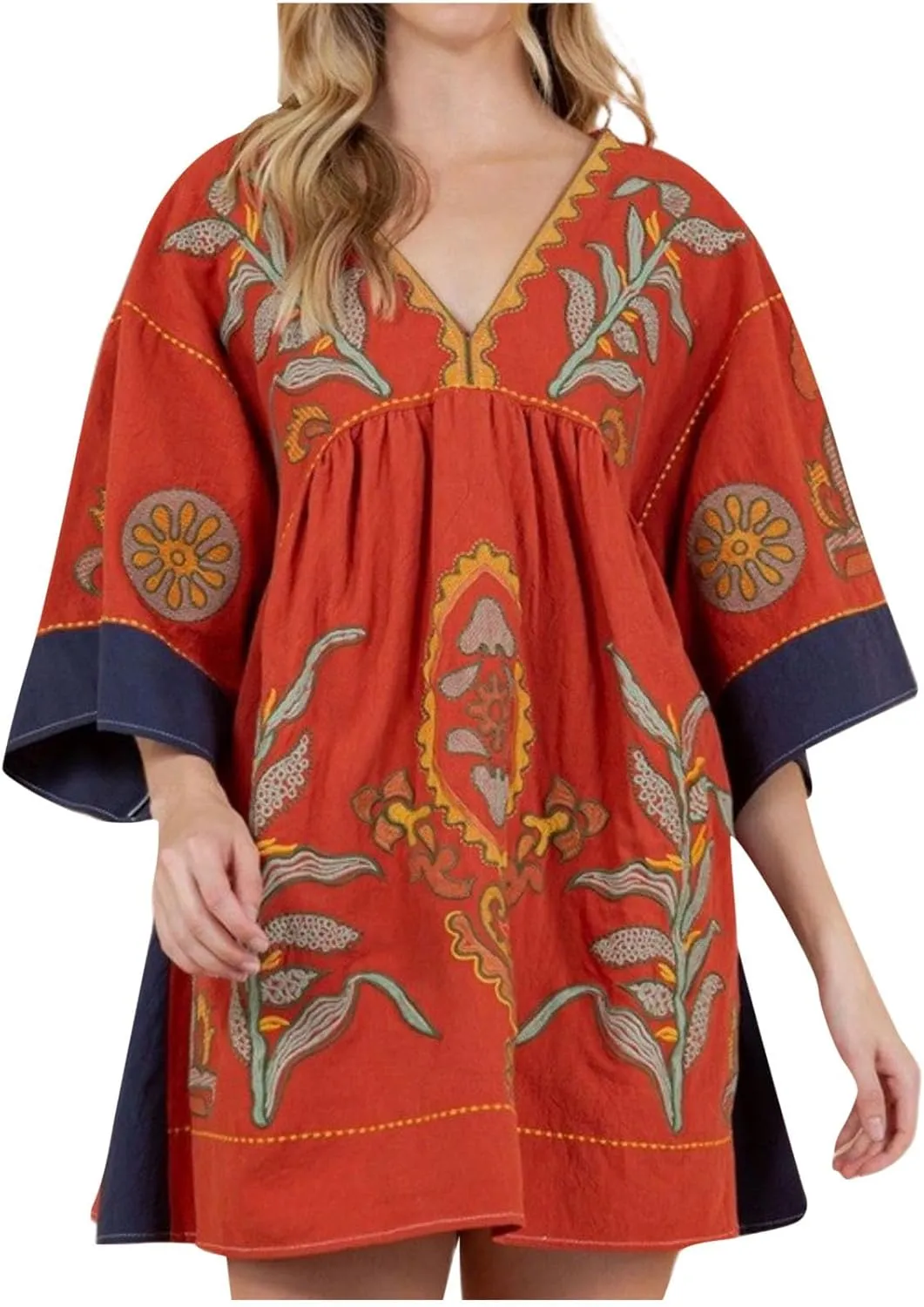Boho Dresses for Women 2024 Women's Fall Dress Long Sleeve Fashion Ruched Fitted Pleated Plus Size Dresses