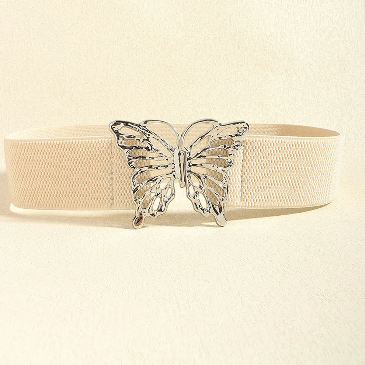Butterfly Design Alloy Buckle Elastic Waist Belt