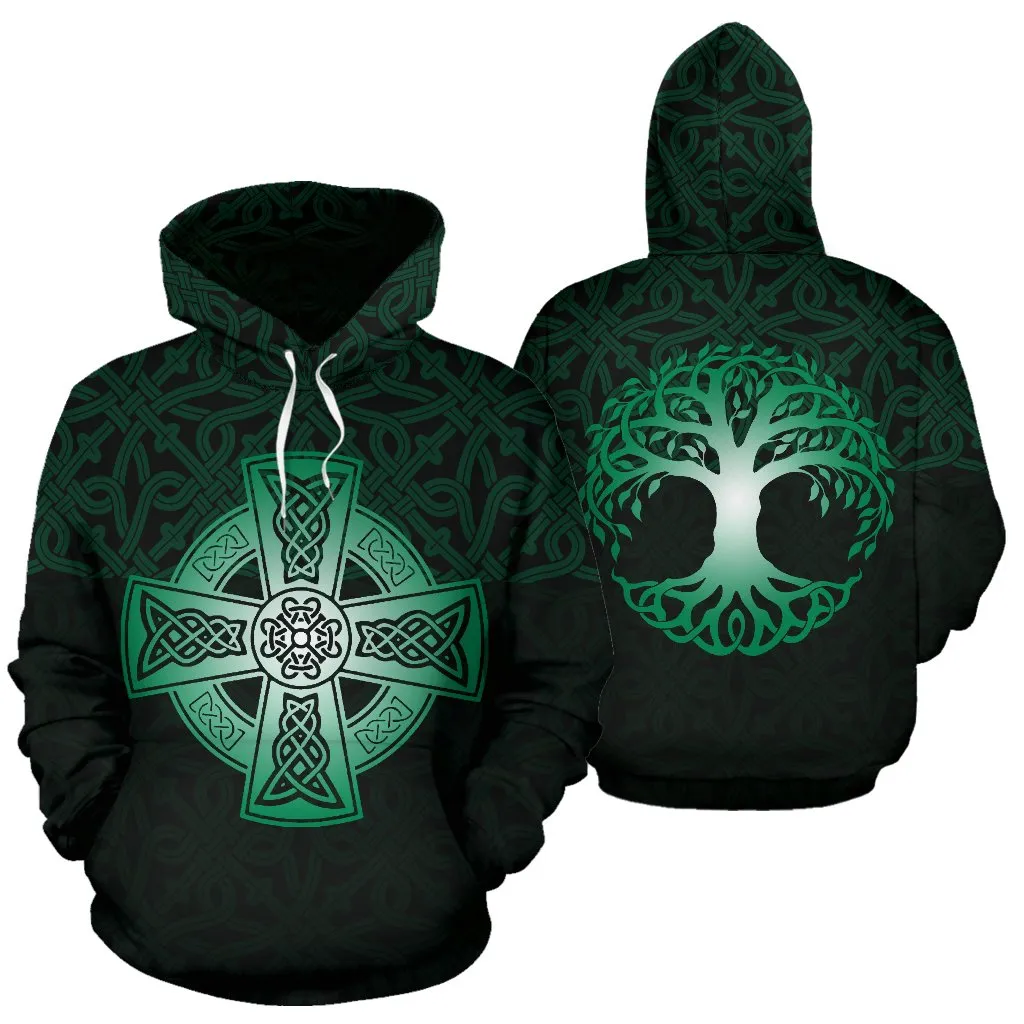 Celtic All Over Hoodie - Cross With Tree Of Life - BN01