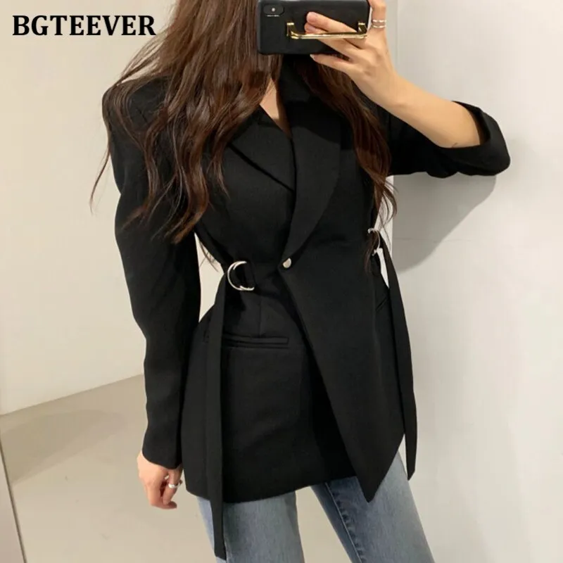 Christmas Gift Joskaa Fashion Chic Slim Waist Women Solid Blazer Elegant Office Wear Single Button Female Suit Jacket 2024 Spring