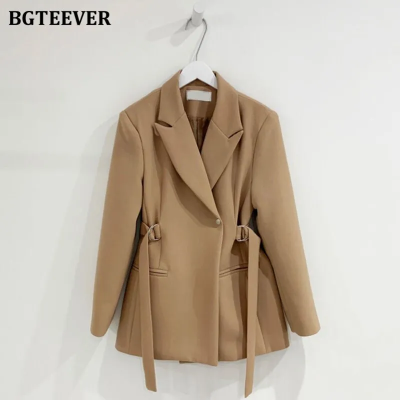 Christmas Gift Joskaa Fashion Chic Slim Waist Women Solid Blazer Elegant Office Wear Single Button Female Suit Jacket 2024 Spring