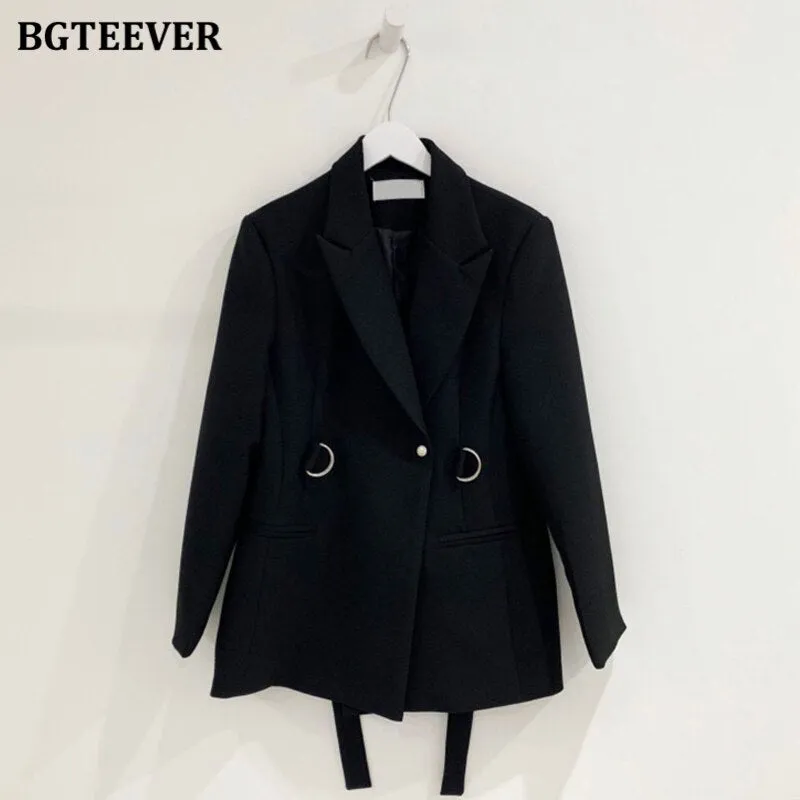 Christmas Gift Joskaa Fashion Chic Slim Waist Women Solid Blazer Elegant Office Wear Single Button Female Suit Jacket 2024 Spring