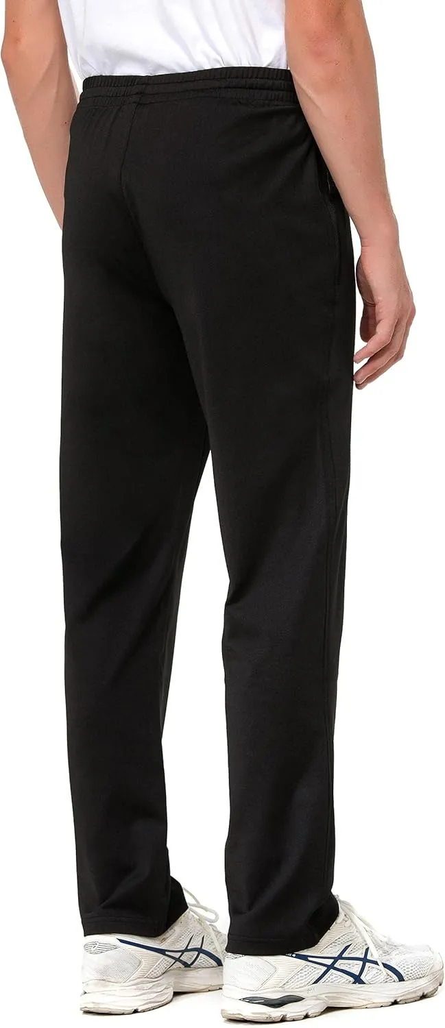 clothin Men's Yoga Pants with Zipper Pockets Elastic Waist Open Bottom Workout Sweatpants for Athletic Running Fitness