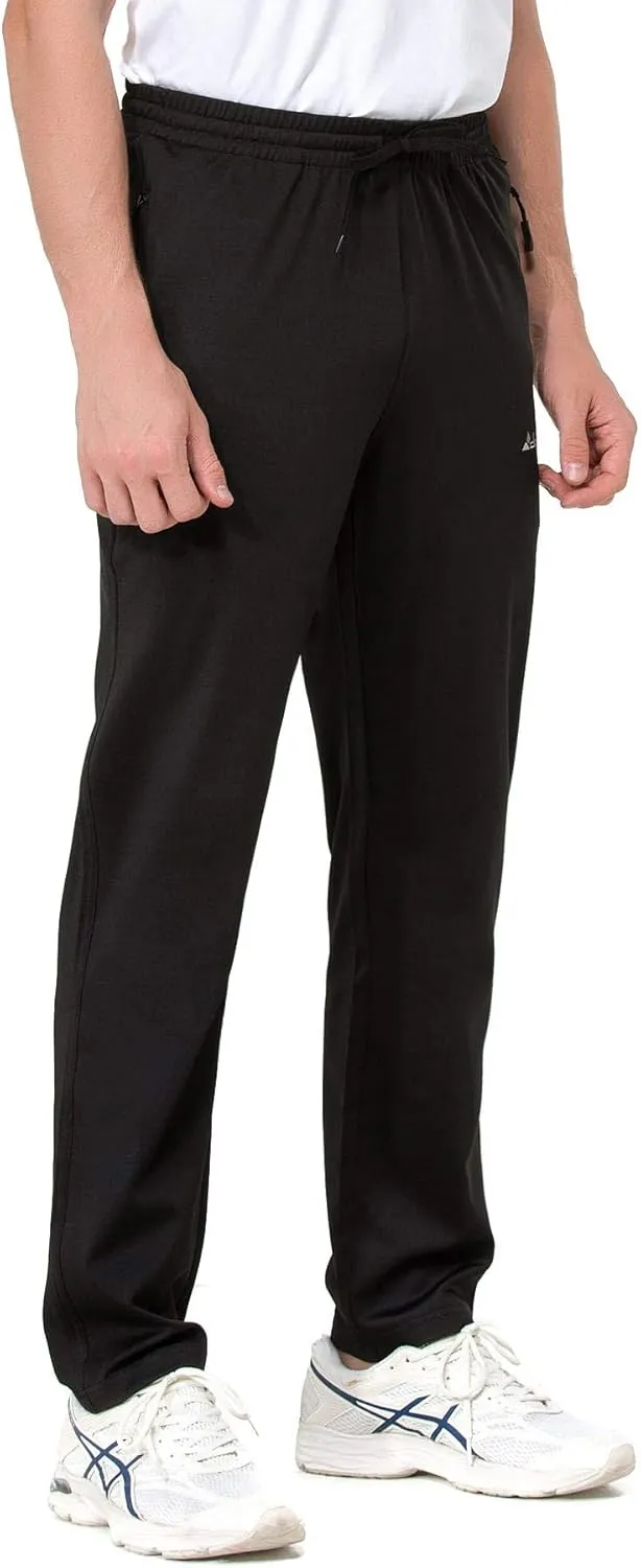 clothin Men's Yoga Pants with Zipper Pockets Elastic Waist Open Bottom Workout Sweatpants for Athletic Running Fitness