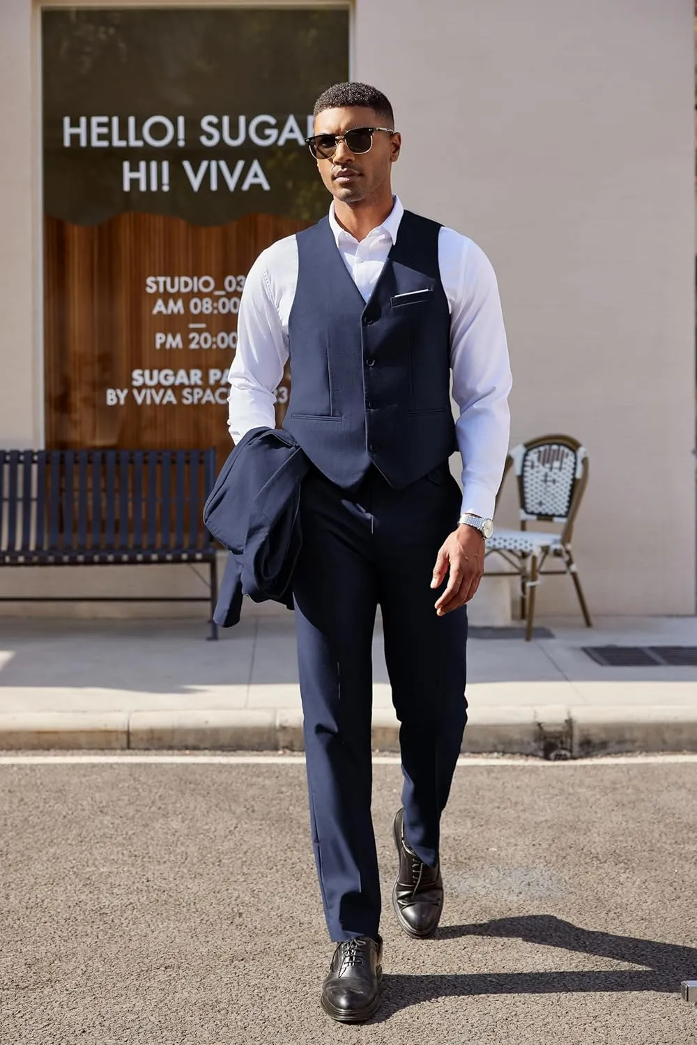 COOFANDY Men's 3 Pieces Suit Classic One Button Single Breasted Slim Fit Blazer Jacket Vest Pants Set Wedding Busines