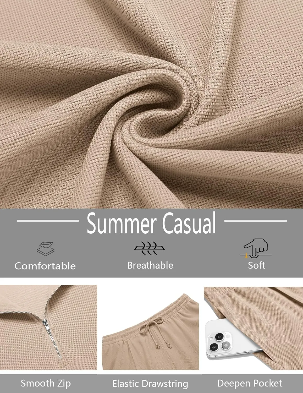COOFANDY Men's Track Suits 2 Piece Set Quarter Zip Polo Shirt and Shorts Set Summer Casual Outfits