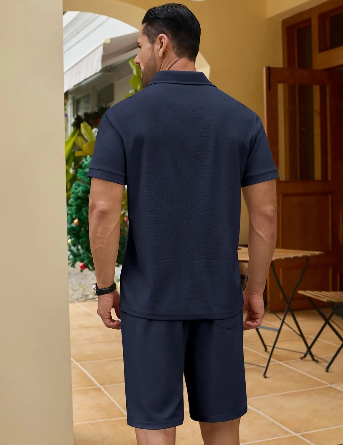 COOFANDY Men's Track Suits 2 Piece Set Quarter Zip Polo Shirt and Shorts Set Summer Casual Outfits