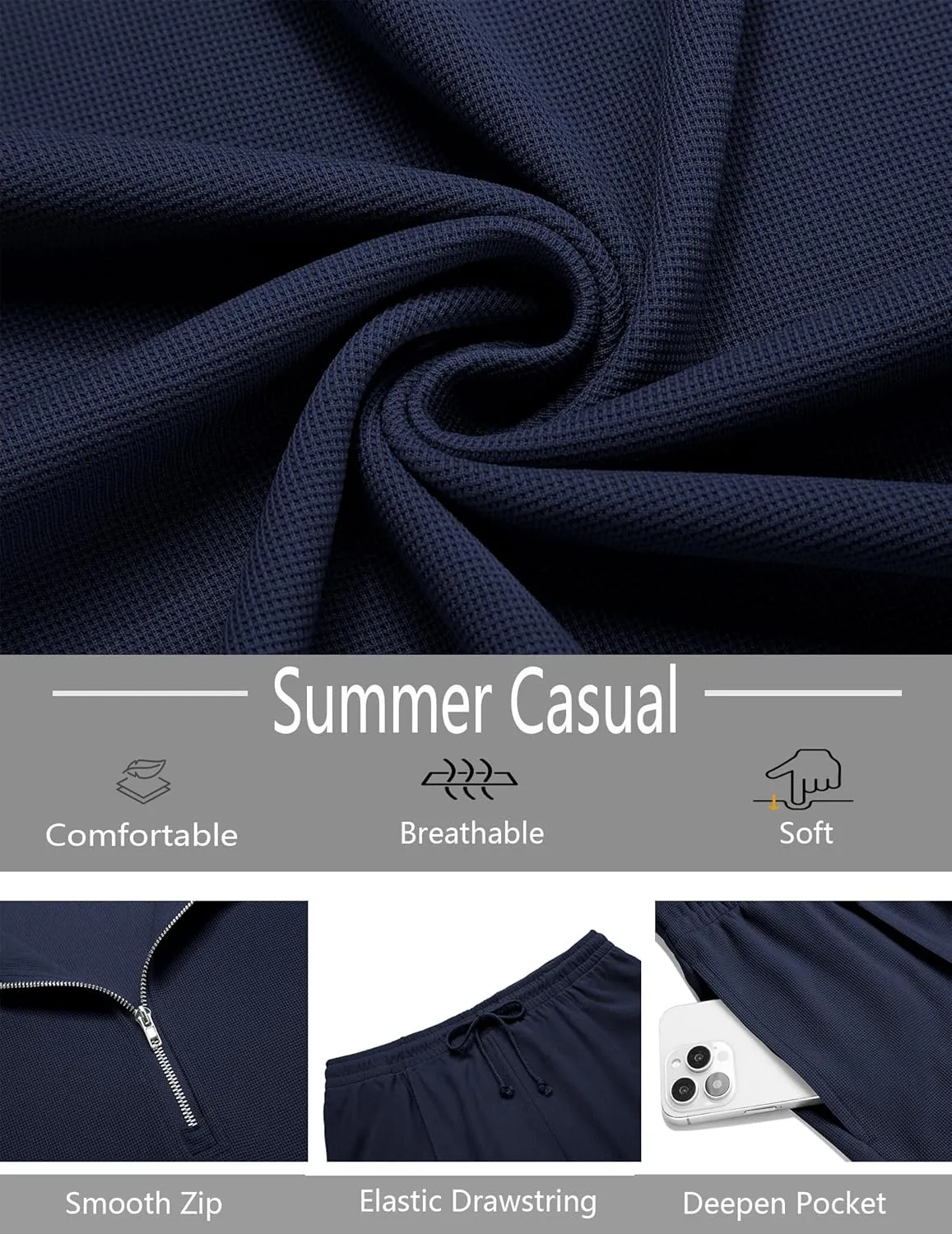 COOFANDY Men's Track Suits 2 Piece Set Quarter Zip Polo Shirt and Shorts Set Summer Casual Outfits