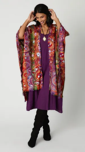 Corinth Fine Wool Embroidered Ruana