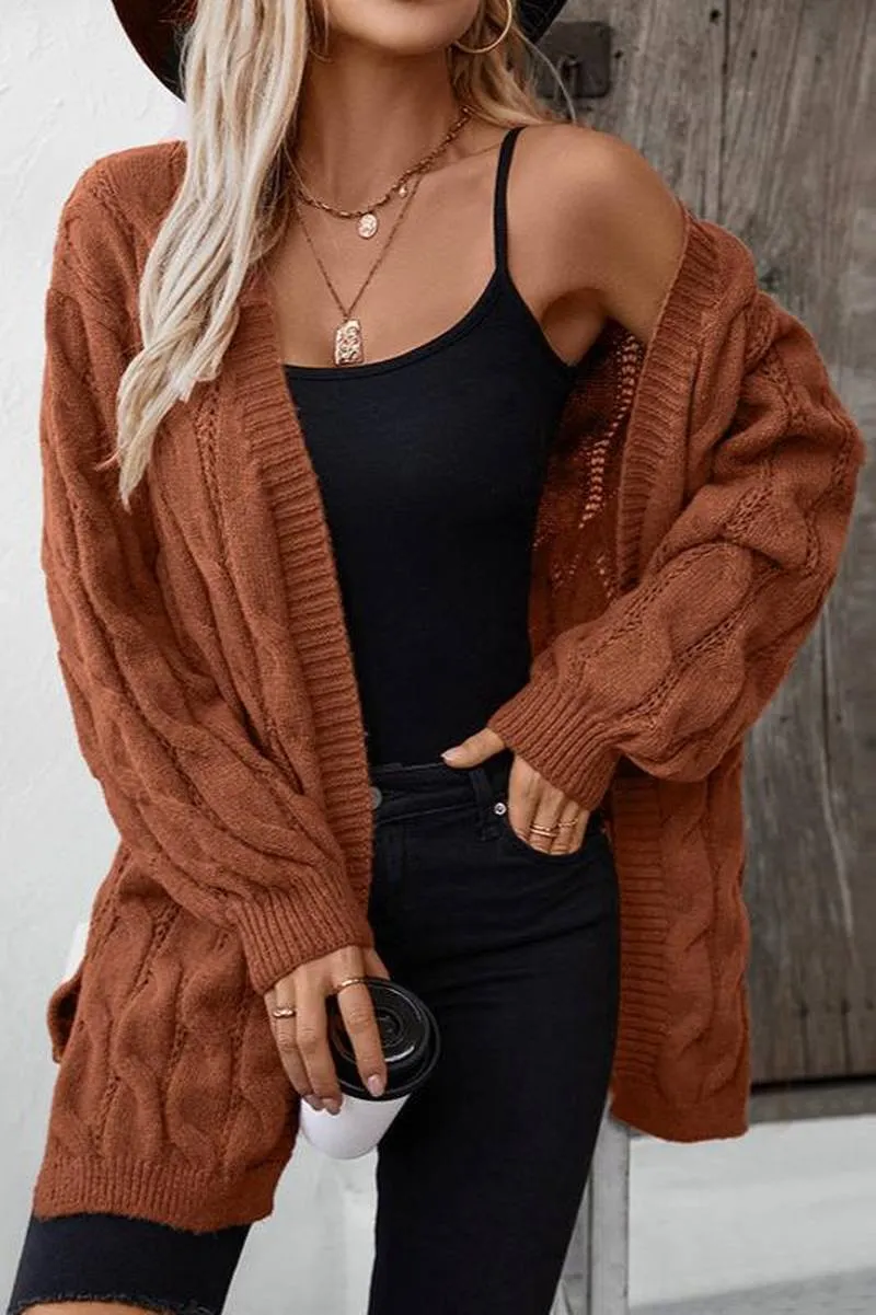 Cozy - Stylish cable knit cardigan in warm and elegant style