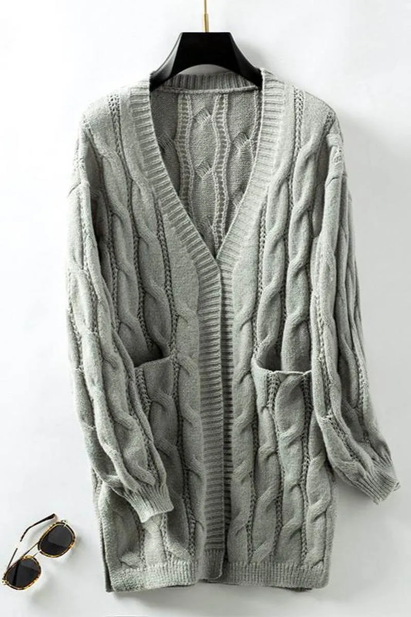 Cozy - Stylish cable knit cardigan in warm and elegant style
