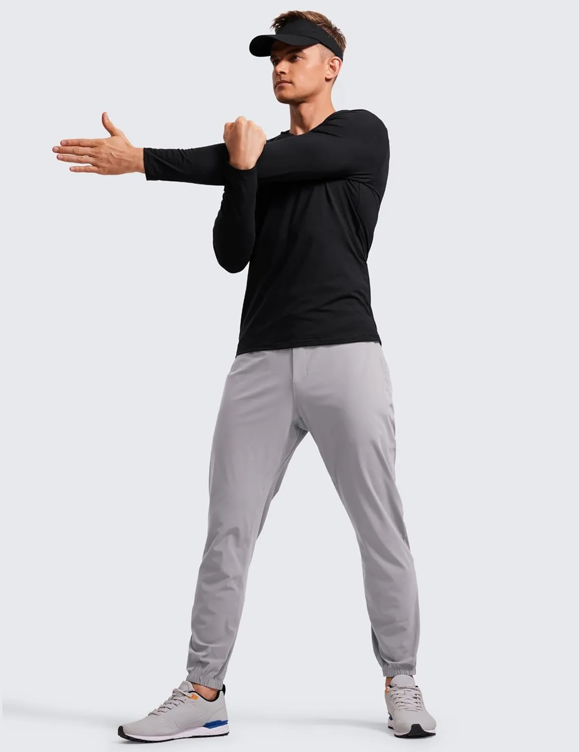CRZ YOGA Athletic Joggers for Men - 29" Lightweight Running Training Pants with Zip Pockets and Ankle Zippers