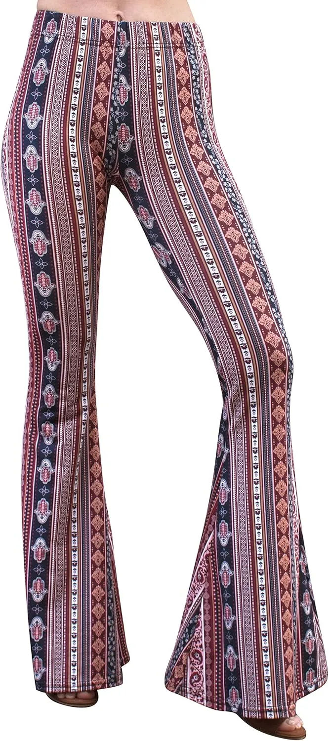 Daisy Del Sol High Waist Comfy Stretch Boho 70s Bell Bottom Fit to Flare Lounge Yoga Pants