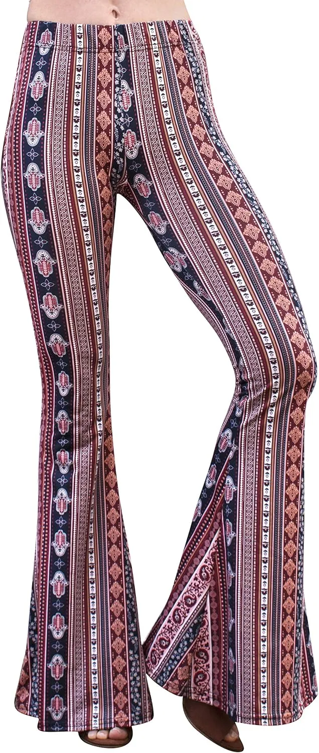 Daisy Del Sol High Waist Comfy Stretch Boho 70s Bell Bottom Fit to Flare Lounge Yoga Pants