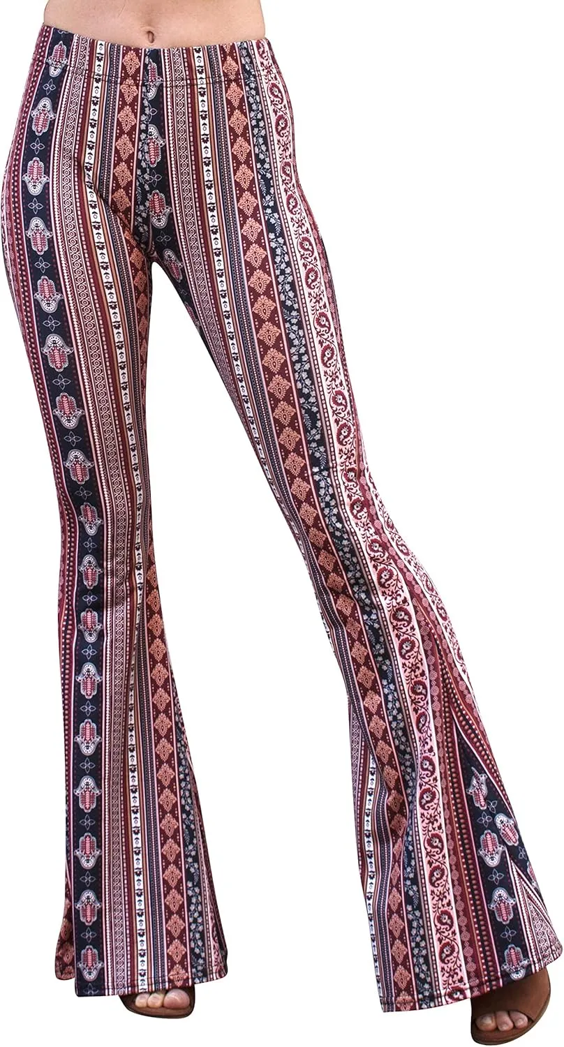 Daisy Del Sol High Waist Comfy Stretch Boho 70s Bell Bottom Fit to Flare Lounge Yoga Pants
