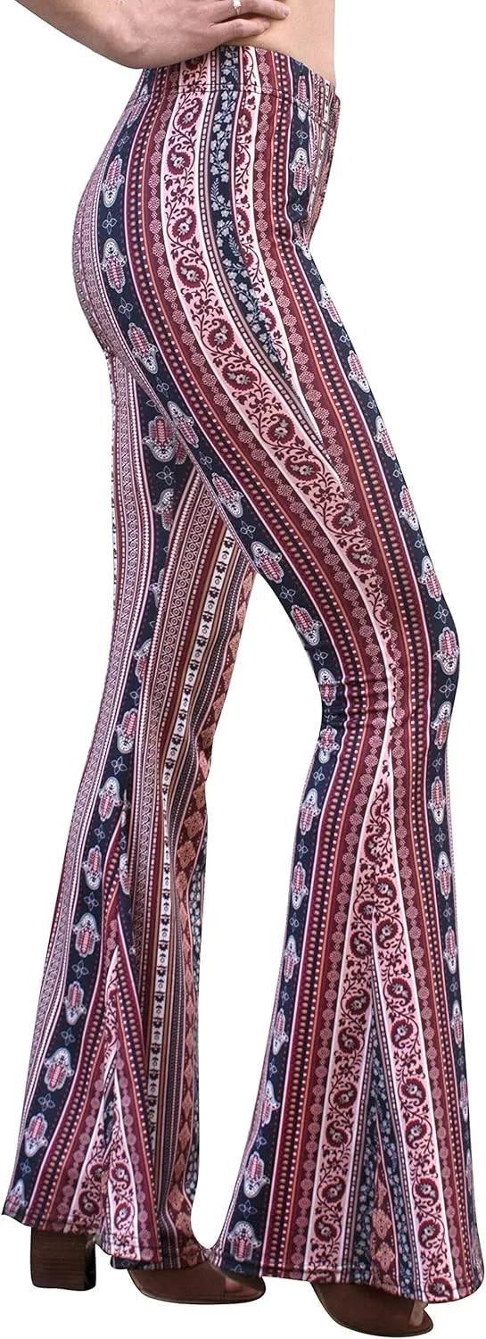 Daisy Del Sol High Waist Comfy Stretch Boho 70s Bell Bottom Fit to Flare Lounge Yoga Pants