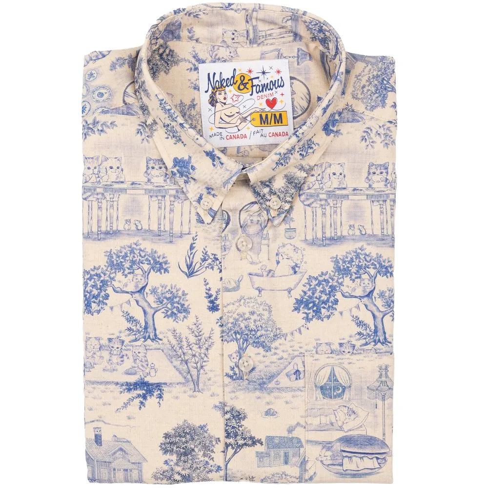 Easy Shirt (Linen Cats   Blue)