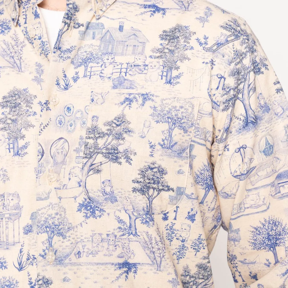 Easy Shirt (Linen Cats   Blue)
