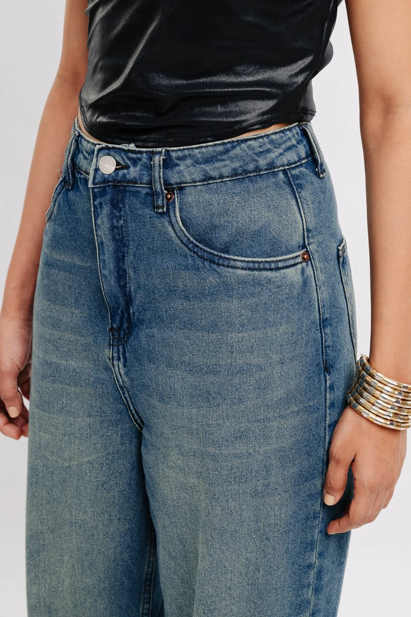 Flared Hem Straight Jeans