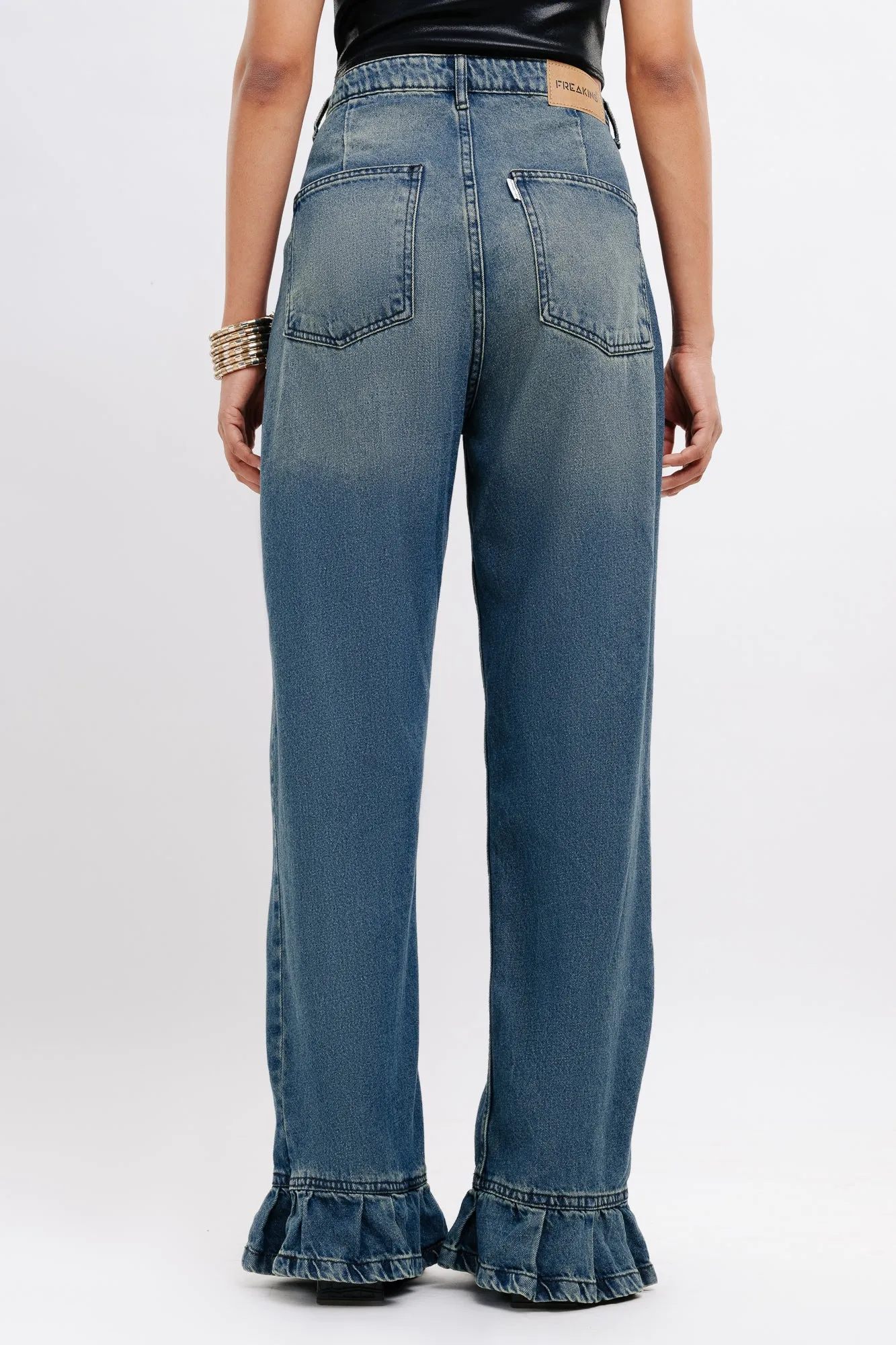 Flared Hem Straight Jeans
