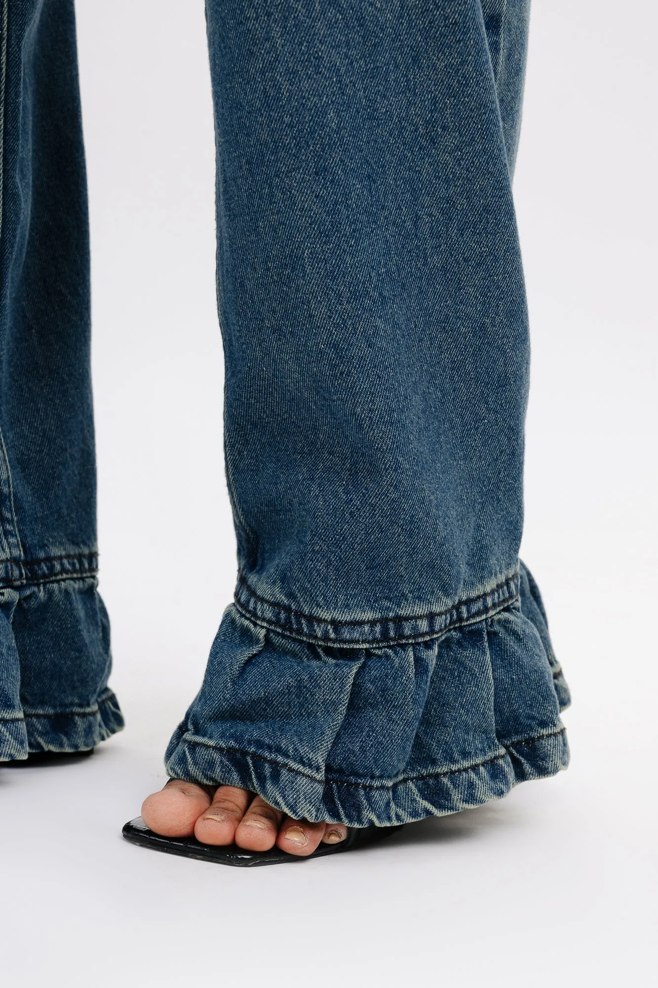 Flared Hem Straight Jeans
