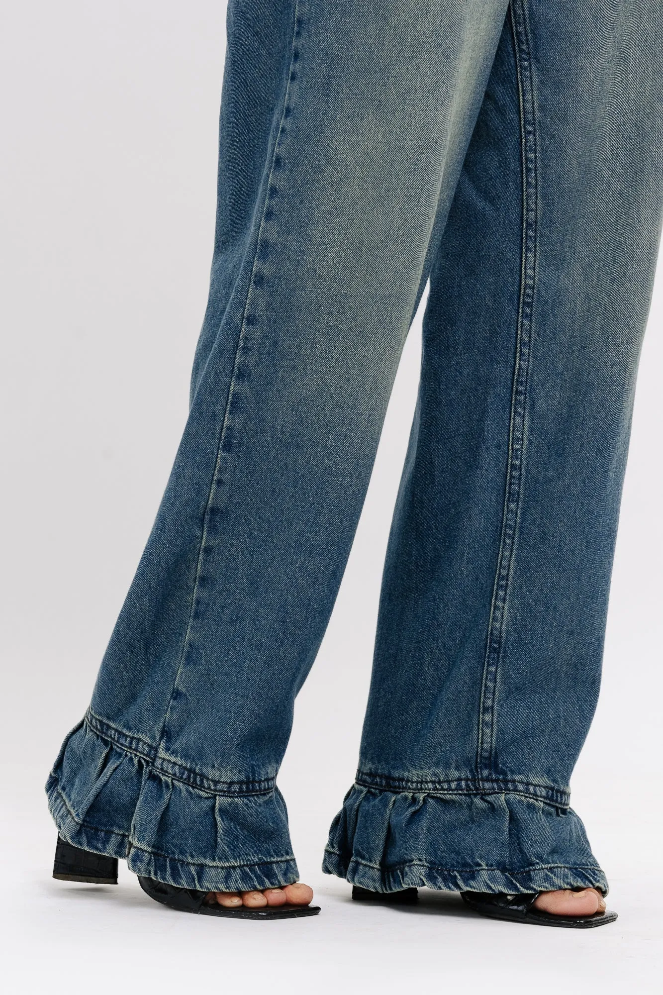 Flared Hem Straight Jeans