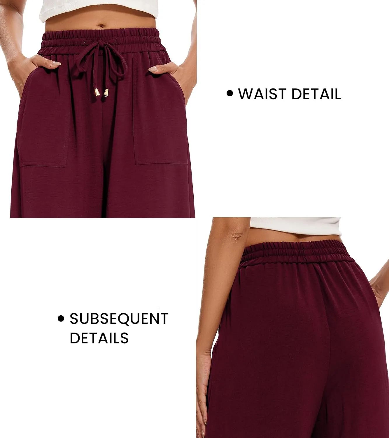 FUNYYZO 2025 Women Palazzo Pants High Waist Casual Wide Leg Long Lounge Pull On Trousers with Pocket