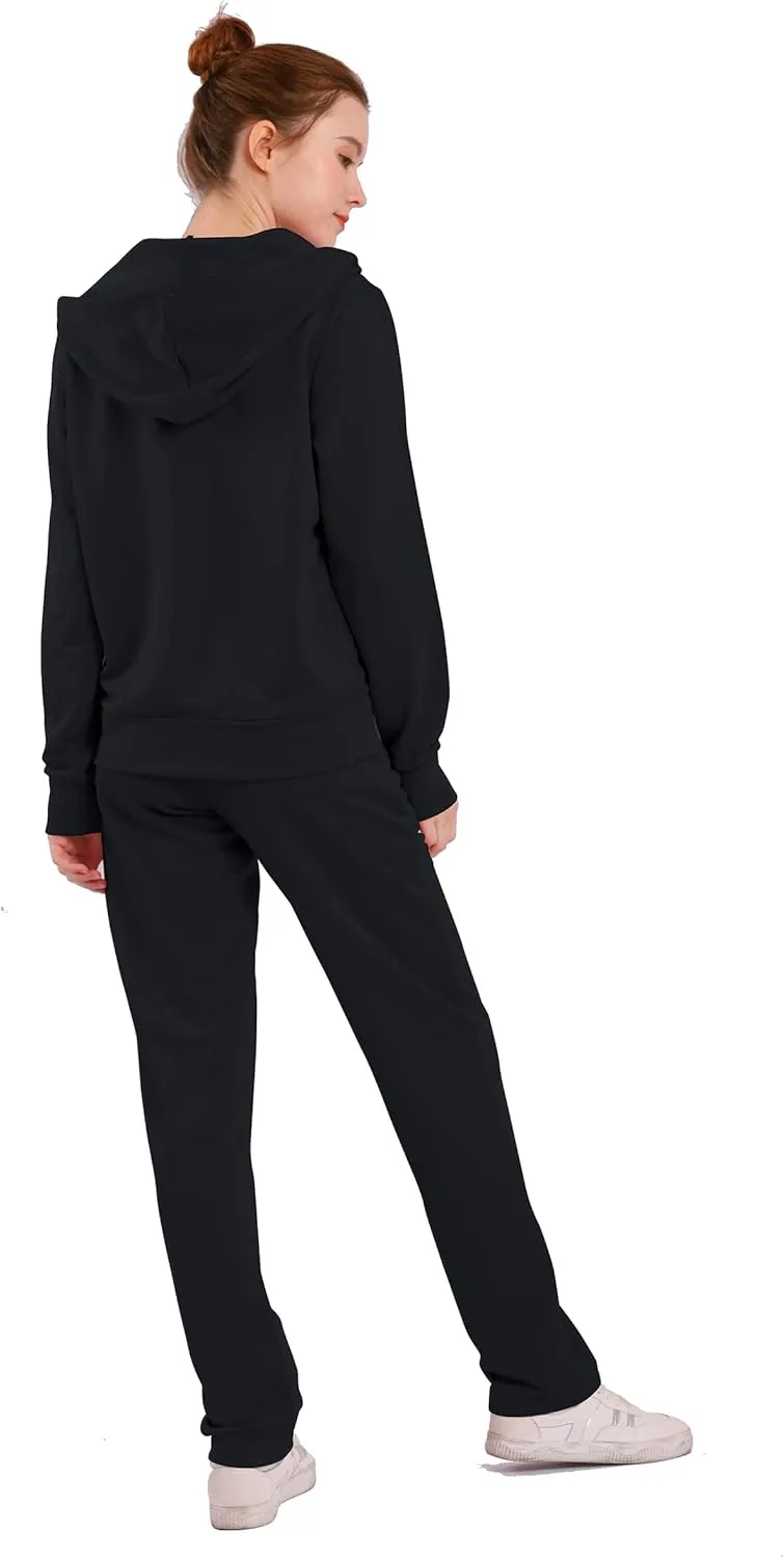 Gary Com Velour Tracksuit Set Womens Soft Velvet Long Sleeve Sweatsuits Zip Hooded Sweatshirts & Pants with Pocket