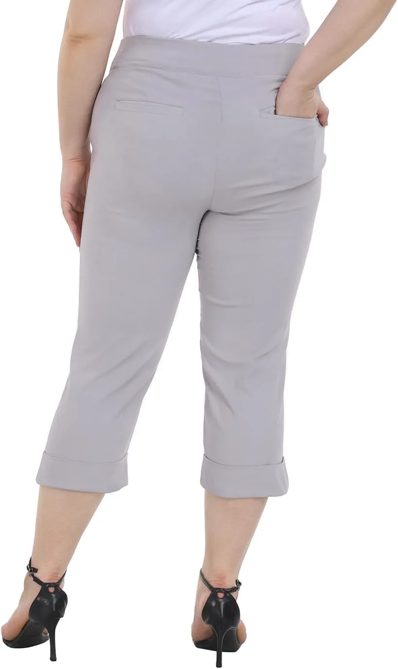 HDE Plus Size Pull On Capris for Women