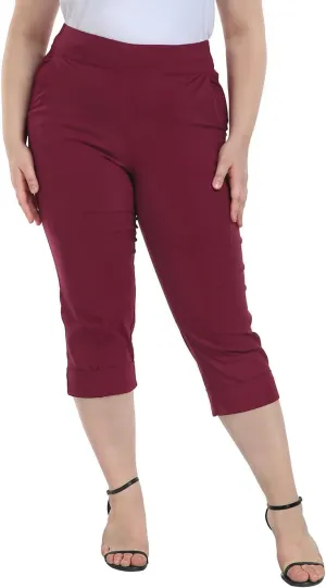 HDE Plus Size Pull On Capris for Women