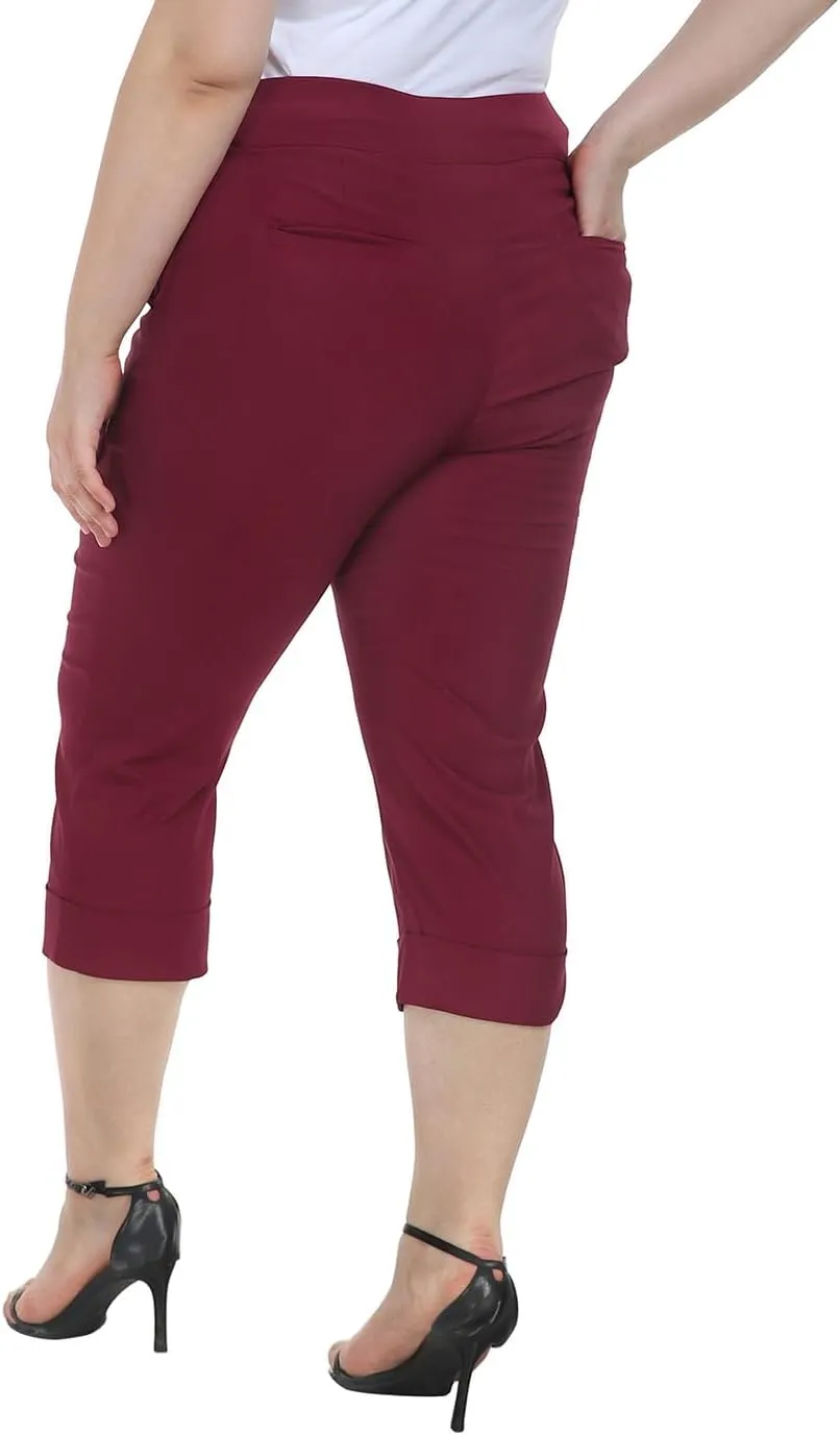 HDE Plus Size Pull On Capris for Women