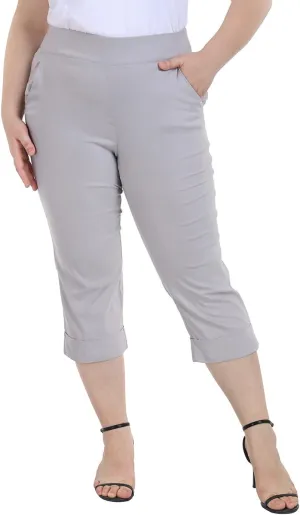 HDE Plus Size Pull On Capris for Women