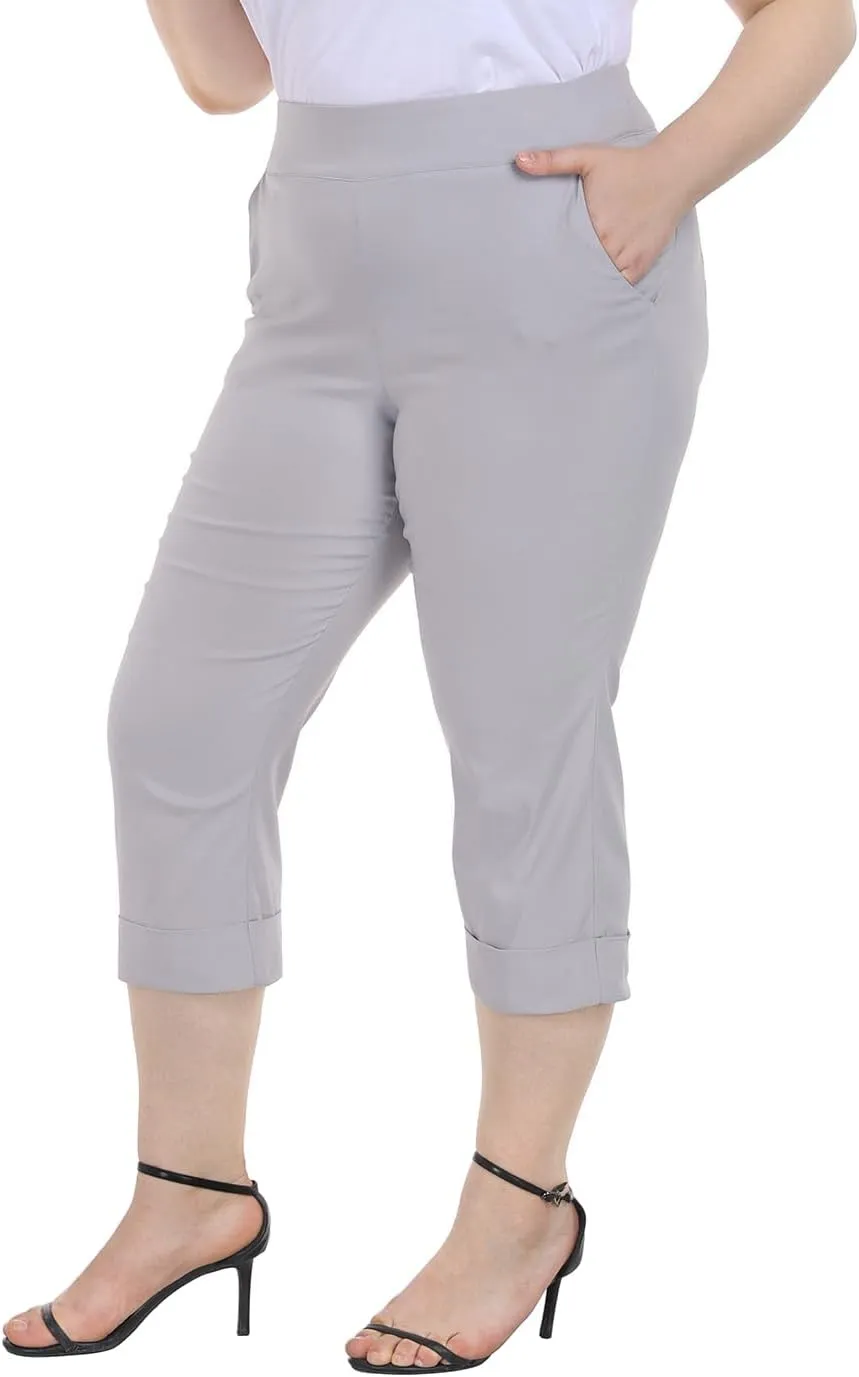 HDE Plus Size Pull On Capris for Women
