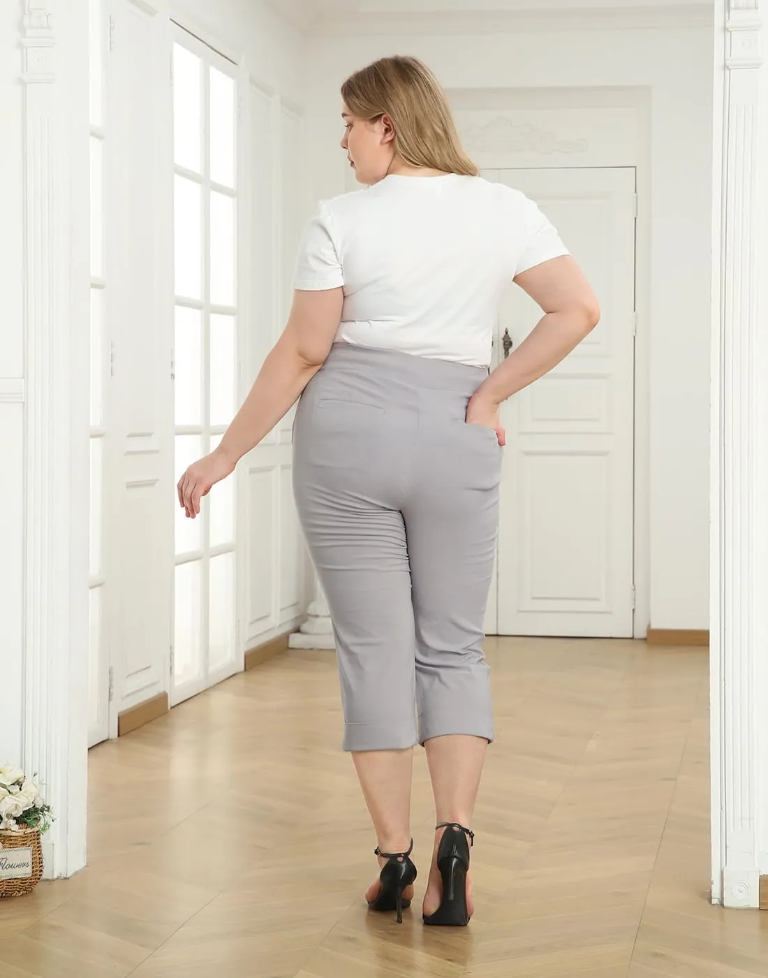 HDE Plus Size Pull On Capris for Women