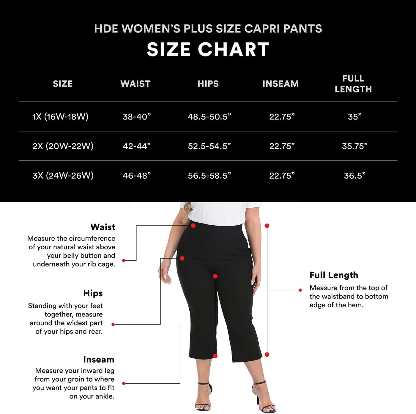 HDE Plus Size Pull On Capris for Women