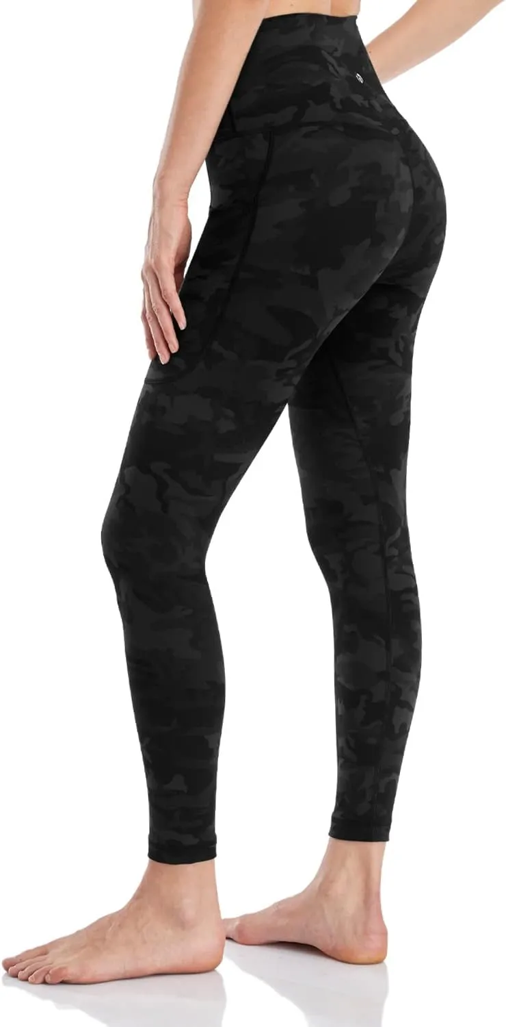 HeyNuts Essential 7/8 Leggings with Side Pockets for Women, High Waisted Tummy Control Compression Pants 25''