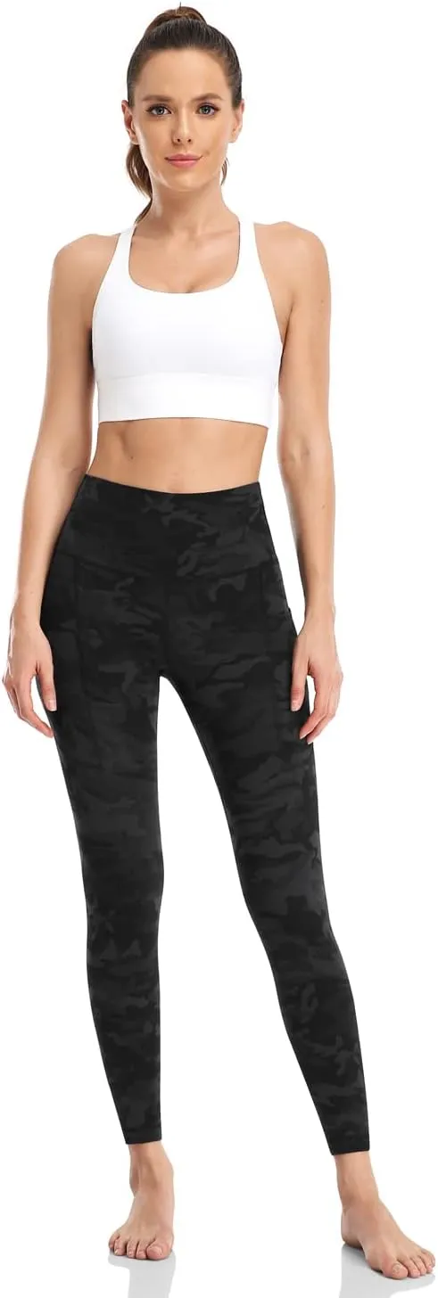HeyNuts Essential 7/8 Leggings with Side Pockets for Women, High Waisted Tummy Control Compression Pants 25''