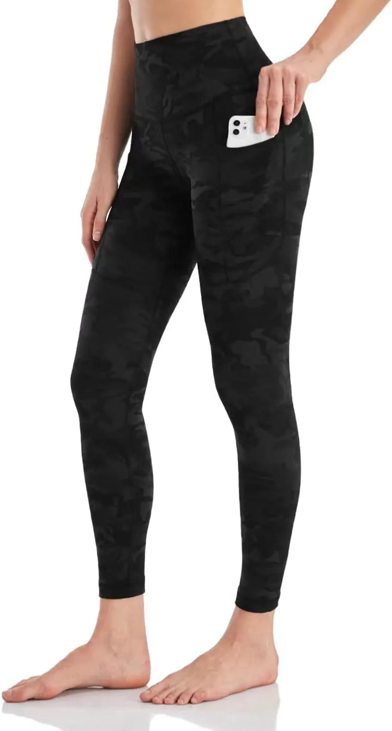 HeyNuts Essential 7/8 Leggings with Side Pockets for Women, High Waisted Tummy Control Compression Pants 25''