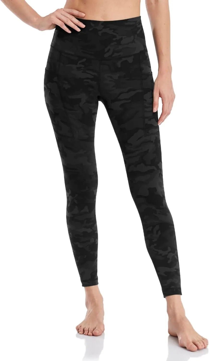 HeyNuts Essential 7/8 Leggings with Side Pockets for Women, High Waisted Tummy Control Compression Pants 25''
