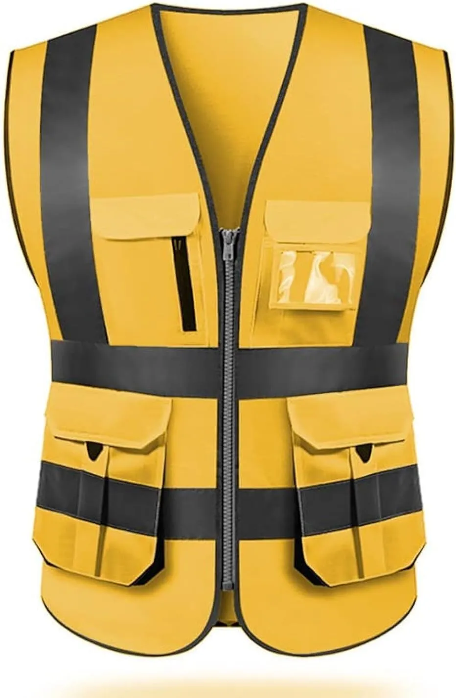 High visibility reflective safety vest multi pockets Hi-vis vest workwear safety waistcoat with reflective strips